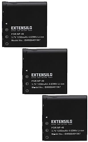 EXTENSILO 3X Akku kompatibel mit Casio Exilim EX-Z850, EX-Z750 Kamera (1250 mAh, 3,7 V, Li-Ion)