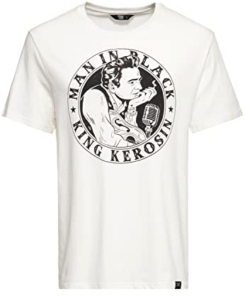 King Kerosin Herren T-Shirt Fotoprint Frontprint Classic Shirt Casual Motorcycle Rundhalsausschnitt Man In Black