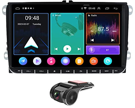 9Android 11 Double Din Car Stereo DAB+Radio Carplay Head Unit GPS Sat Nav for Skoda Fabia Roomster Yeti Superb Octavia Android Auto Bluetooth Touch Screen Car Radio Multimedia Player GPS Navi USB