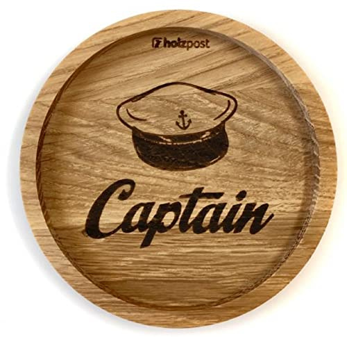 Holzpost - BD250 - Untersetzer aus Eiche - graviert und geölt - d=11,2cm Captain, Innendurchmesser 10cm