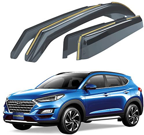 Goodyear Windabweiser für/kompatible mit Hyundai Tucson Zubehör 2015-2020 TL - Integrierte Regenabweiser - Autofenster Regenschutz - Ermöglichen Frischluft - Waschstraßenfest - Einfache Montage 4 Set