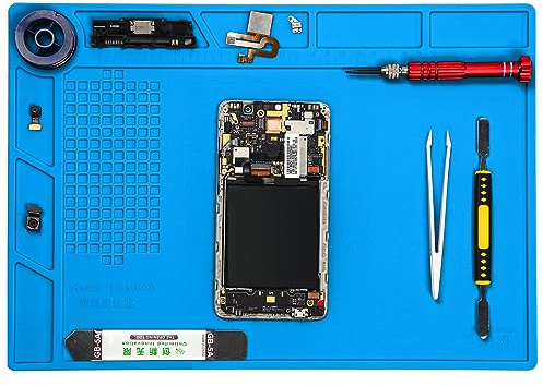 PAFOWO S-130 - Premium hitzebeständige Silikon-Lötmatte, große antistatische elektronische Reparatur-Arbeitsmatte für BGA- und Pistolenlötkolben, Werkbank, Handy-Laptop-Reparatur, 35 x 24 cm