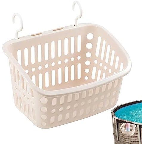 PW TOOLS Poolside Storage Basket | Pool Side Basket | Swimming Pool Storage Basket | Above Ground Pool Basket | Pool Toys Storage Cup Holder | Above Ground Pool Accessories