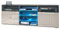 Vladon TV-Board Granada, Lowboard mit 2 Türen und 6 offenen Fächern, Korpus Anthrazit matt, Fronten in Sandgrau Hochglanz mit RGB LED-Beleuchtung (146 x 54 x 35 cm)
