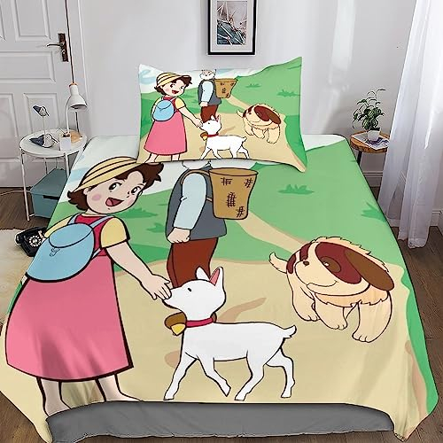 Rochile Heidi Kinder Bettwäsche 3D Print Betten Set Bettwäsche Set Microfaser Qualität Bettbezug Mit Kissenbezug 2 Teilig Sets Single(135x200cm)