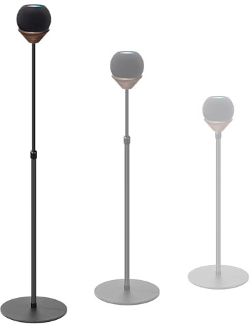 1-Pack Floor Homepod Mini Stand,Height Adjustable 15.7 In-31.4 in Black | Wooden Tray Safety Stability and Anti Slip Bottom，Mini Speaker Accessories Are Suitable for Home Living Rooms, Bedrooms, Gyms