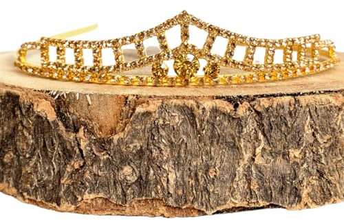 ONDEGO® GOLD ANTIK VINTAGE Diadem Haarschmuck Tiara Hochzeit Strass Glitzer Krone Mädchen Geburtstag Goldene Hochzeit Königin Braut