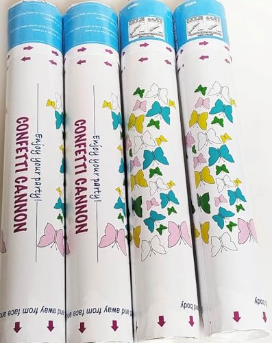 4 Cañones de Confeti para Cumpleaños y Fiestas - Lanzador, Tubo de Color, Disparador y Tirador (A)