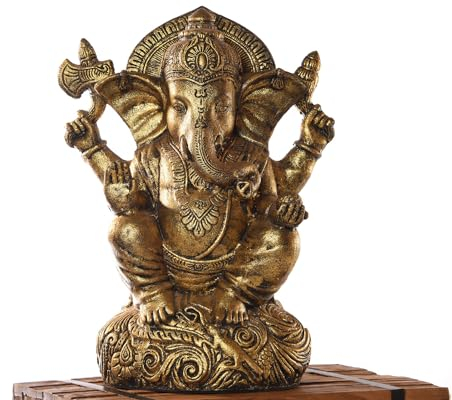 Vakarua Ganesha Figur H 60 cm Statue Indien Hindu Elefant Gott Hinduismus Tier Gold Buddha Zen Garten