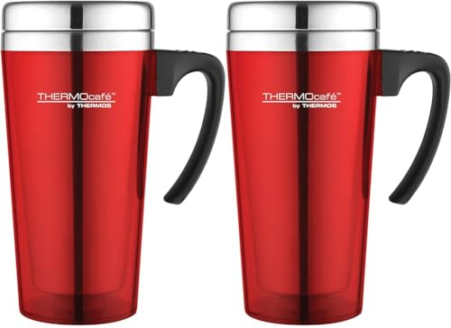 ThermoCafé by Thermos Translucent Travel Mug, Red, 420 ml (Pack of 2)