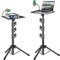OUKMIC Projector Stand Tripod,Laptop Tripod Projector Stand Adjustable Height 26 to 52 Inch with Gooseneck Phone Holder,Portable Floor Stand for Outdoor Movies-Detachable Computer DJ Racks.