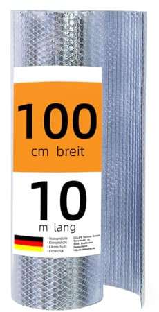 CCLIFE Isolant thermique Réfléchissant 1 x 10 m - 10 ㎡ Feuille Isolante Aluminium Bulles Panneaux Panneaux Réfléchissants pour Radiateurs pour Sols, Portes, Toits