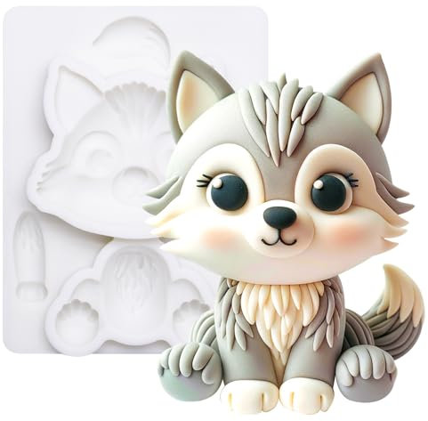 Fondant Form Silikon Wolf Woodland Tier Kuchenaufsatz Tortendeko 9cm hoch