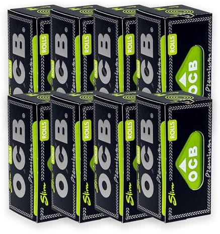 OCB Endless Rolling Papers Premium Slim Rolls 4 Meter Zigarettenpapier gebleicht King Size Sim (8 Packungen)