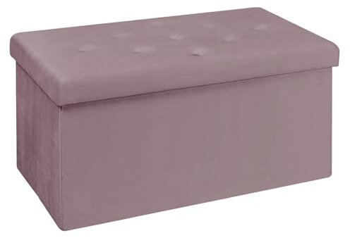 BRIAN & DANY Sitzbank mit Stauraum, Faltbarer Sitzhocker Samtstoff Sitztruhen mit Deckel, Aufbewahrungsbox Zum Sitzen für Wohnzimmer Schlafzimmer Flur, 80 x 40 x 40 cm (Hellviolett)