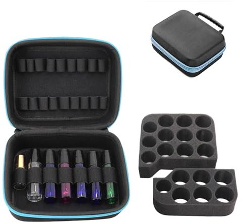 SRTSTR 30 Löcher Ätherische Öle Aufbewahrung Tasche Ätherisches Öl Tragetasche Aufbewahrungsbox Tragbar Eva Wasserdichte Nagellack Tasche für Ätherische Öle mit Griff für 5ml 10ml 15ml Flaschen (Blau)