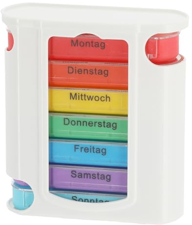 MC-Trend 2 Stück Tablettenbox 7 Tage, 4 Fächer - Pillendose zur Aufbewahrung & Organisation von Medikamenten, perfekt für unterwegs Seniorenfreundlich, ideal für morgens, mittags, abends (2 Stück)