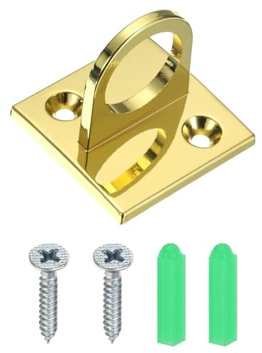 PATIKIL Crochets en U pour Plaque à Œillet, Crochet de Plafond en Métal Fixation Murale Boucle avec Vis Tubes d'Expansion Matériel Anneaux Crochets, Doré