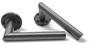 Schartec Türklinken Edelstahl für Innentür in silber schwarz oder gun grey auch für WC Bad Drückergarnitur Zimmertüren Türgriffe Türklinke Türbeschläge (Salvador, gun grey, normal)