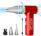 Compressed Air Duster-KiCA JetFan 2S Electric Air Duster,117000 RPM Rechargeable Cordless Air Blower for Cleaning Keyboard&PC, Jet Dry Duster with New Extreme Mode, Metal Shell-Red