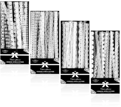 Dimeho 120 Stück Spitze Aufkleber Set, Vintage-Scrapbook-PET-Bänder Wasserfeste Verzierungsaufkleber Dekorationszubehör für Scrapbooking Tagebücher Hochzeitsplaner Laptops Bilderrahmen Basteln