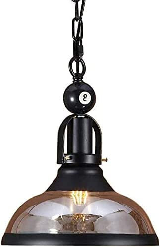 LMHAUSS Billardtisch Pendelleuchte Billardleuchten Schwarzes Glas Hängende Beleuchtung Schwarze Industrielle Vintage Pendelleuchte Einzellampe Dekoration Kronleuchter Für Pool Billardtisch Stehtisch