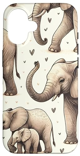 Elephants Love Pattern Beautiful Elephant Case for iPhone 16