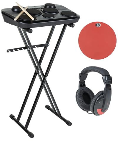 Fame DD-380 Digital Drum Set, Komplettset mit Keyboardständer, E-Drum Kopfhörern, Hornbeam 5A Drumsticks, 10 Practice Pad, 273 Sounds, 45 Drumkits