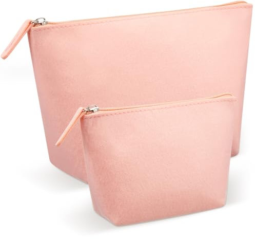 Xuniea 2 Stück Filz Kosmetiktasche Reise Rohlinge zum Beplotten Personalisiertes Abschiedsgeschenk für Lehrerin Kollegen Hochzeit Schminktasche Multifunktion Kosmetikbeutel(Leder Rosa,M+S)