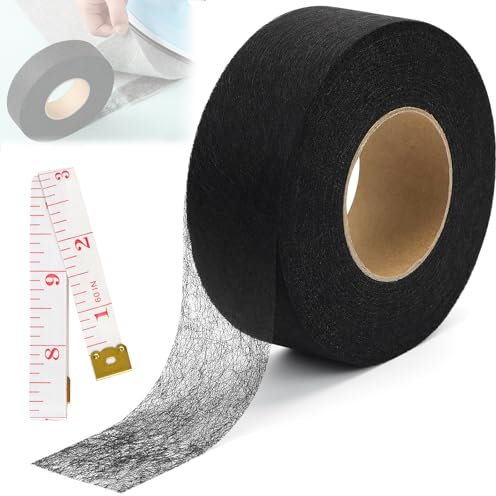LPZMPZ 64M x 4CM Saumband zum Aufbügeln Waschfest, Bügelband für Vorhänge zum Kürzen, Nahtband zum Aufbügeln, Gardinen Kürzen ohne Nähen, Hemming Tape für Textilien, Hosen, Gardinen (Schwarz)