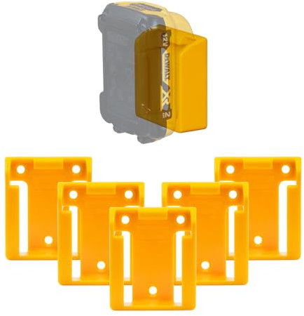StealthMounts Battery Mounts Compatible with Dewalt 12v | Yellow Cordless Battery Holders for Power Tools | 5 Pack | Made in The UK