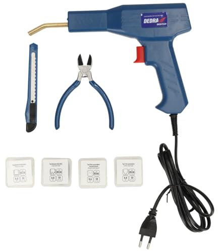 Kunststoffschweißgerät stark 50W DEDRA DED7529, bis 500⁰C, Set mit 200 Heftklammern, mit LED-Licht, EU plug, 4 Arten Klammern Hot Hefter, Schweißgerät Kunststoff Reparaturset