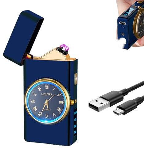 COMANYI Elektrisch Lichtbogen Feuerzeug USB Aufladbar Plasma,Sturmfeuerzeug Elektro Winddicht Arc Lighter Wiederaufladbar für Kerzen Küche Geschenk (Blau, Klassiker)