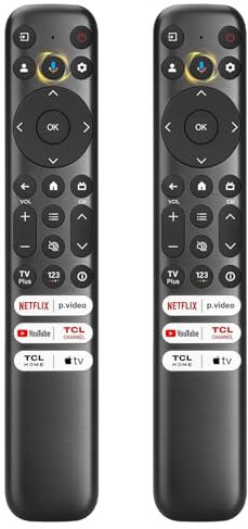 RIVIERA RC813 Remote Control Only Replacement for TCL Google TV Q5/Q6/Q7/QM7/QM8/S3/S4 Series 4K UHD HDR LED QLED QD-Mini LED Full-HD Smart TVs(Not for-Roku/Fir-TV) 2 Packs