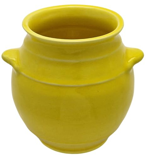 Cleminson Hand-Dipped Ceramic Utensil Jar | Artisan Kitchen Utensil Holder | Made in Spain | Stylish Cutlery Pot Organiser | Rustic Farmhouse Crock for Spoons, Spatulas, Whisks (Yellow Dipped)