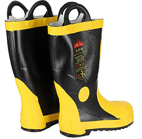 Akozon Stivali di Sicurezza Antincendio in Gomma - Scarpe Impermeabili Resistenti Ad Alta Temperatura per Protezione dei Pompieri (42)