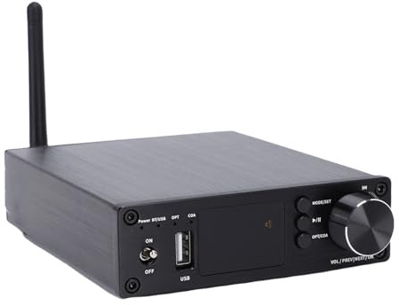 Elprico Stereo -Audioverstärker, Bluetooth -Wiedergabe -Dekodierungsverstärker, USB -Wiedergabe, Verlustfreier Bluetooth 5.3 -Empfang mit Fernbedienung, die für Kopfhörer 8 Ω Bis 300 Ω (EU-Stecker)