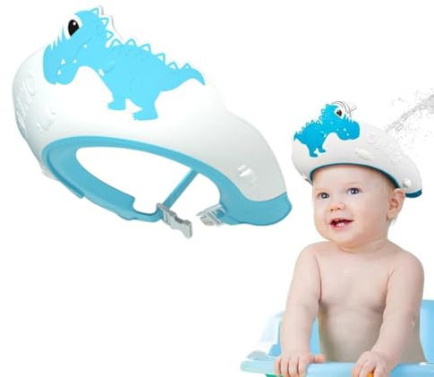Baby Duschhaube Schutzschild Duschhaube Kinder Baby Verstellbare Dinosaurier-Form Haare Waschen Kinderschutz Schild Shampoo Schutz Baby-Visier für Augen und Ohren