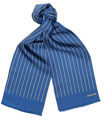 Chiccheria Seidenschal – 100% Seide – Made in Italy – hochwertiger Herrenschal mit Fransenabschluss | 160 cm | Feine Streifen