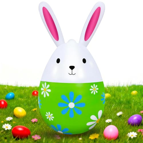 DIELOVEHUA Aufblasbare Osterhase, Große Aufblasbare Osterhase 40 cm, Niedliche Bunte Kaninchen, Ostern Thema Party Deko, für Ostern Drinnen Draußen, Garten Rasen Urlaub Vordertür Dekoration (D)