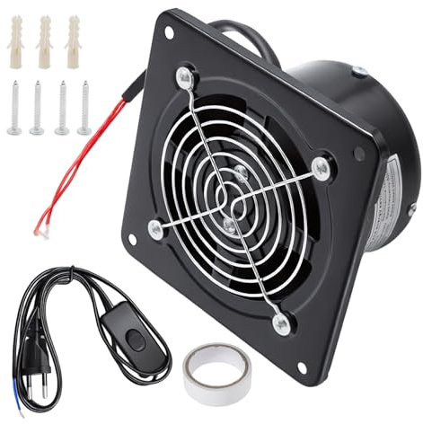 MospdyGear Shed Ventilation Kit, Heavy-Duty 4 Inch/100 mm Ventilation Fan with Switch, 140m³/h Easy Wall or Window Installation, Ideal for Commercial Kitchen, Restaurant Hood, or Garage Ventilation