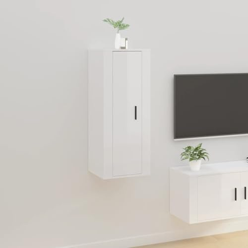Solivagant Meuble TV Mural Blanc Brillant 40x34,5x100 cm,(20 KG)