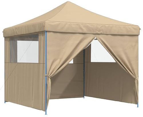 vidaXL Party-Zelt Beige 292 x 292 x 315 cm Oxford-Stoff, Garten und Terrasse, modernes Party-Zelt, schnell aufzustellen, tragbarer Sonnenschutz für Outdoor-Events