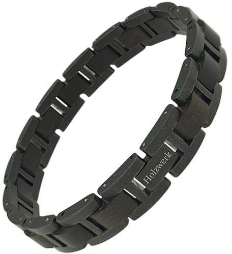 Holzwerk BALZSEE Natur Holz Armband für Damen und Herren Holzarmband Herrenarmband Damenarmband Braun Schwarz Antik Ebony Einstellbar inkl. Armbandkürzer und Aufbewahrungsbox
