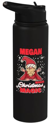 Megan hace el nombre mágico navideño Megan Gnomo Stainless Steel Insulated Water Bottle