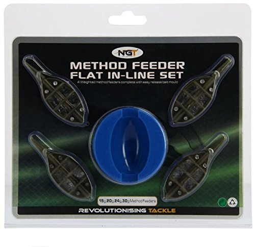 NGT 4 Plus 1 In-Line Method Feeder Set - Green, One Size