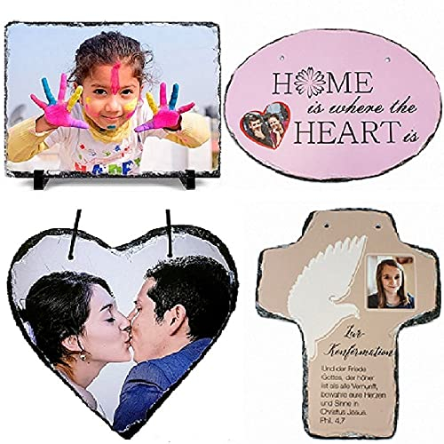 Schiefertafel mit Foto und Name personalisiert und selbst gestalten Schieferplatte mit Bild Spruch personalisieren Liebe Lieblingsplatz Papa Mama Hochzeit Gedenktafel Grabschmuck