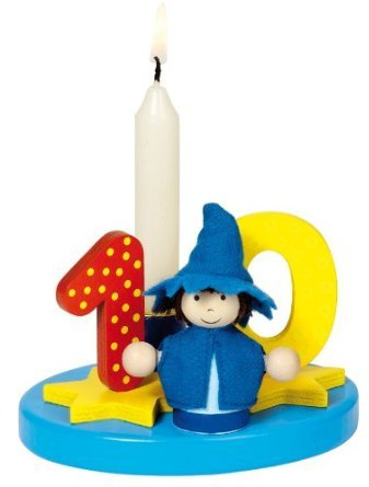 Holzzwerge Goki Geburtstagskranz mit Zahlen 1-9+0 mit 10 Kerzen für Jungen (bunt)