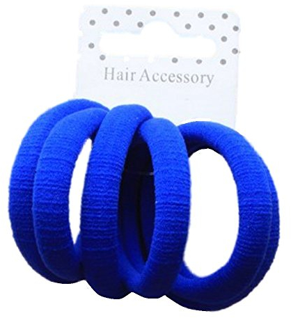Set of 6 Royal Blue Soft Jersey Endless Hair Elastics Bobbles Bands by Pritties Accessories