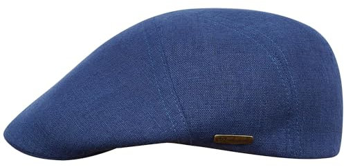 Sterkowski Modell Ivy Five| 100% Naturleinen Schiebermütze für Herren und Frauen | Schirm Irisch Gatsby Flat Sonnenschutz Flachkappe Atmungsaktive Style Elegante Trendige Freizeitkappe Blau 56